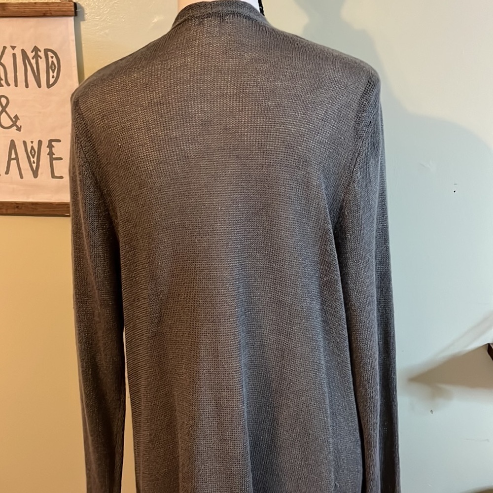 J.Jill linen blend longline lightweight front pockets split hems cardigan - Picture 6 of 16